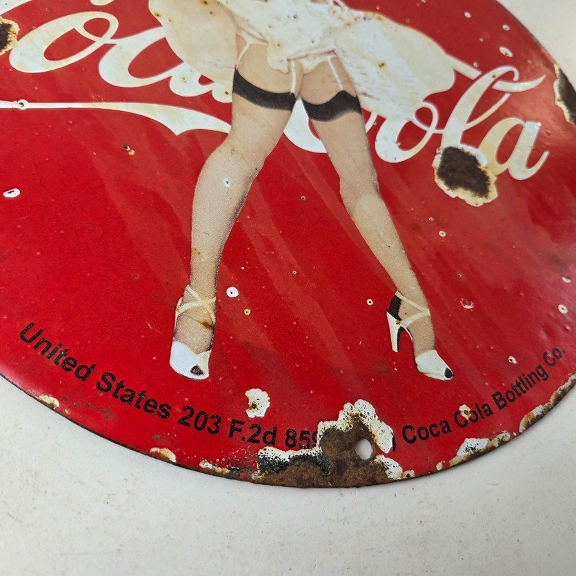 Vintage Coca Cola Porcelain Sign - Beverage Gas Pump Bottling Service Soda Sign - Image 11