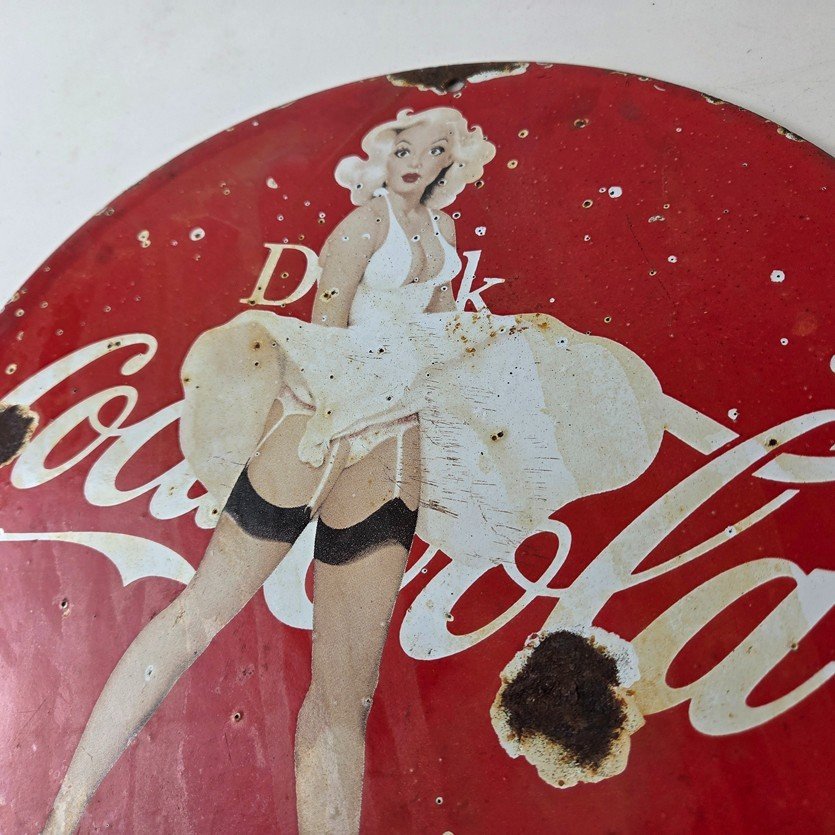 Vintage Coca Cola Porcelain Sign - Beverage Gas Pump Bottling Service Soda Sign - Image 12