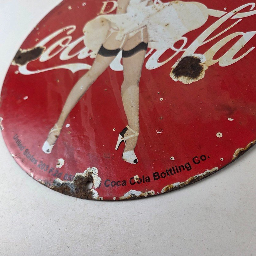 Vintage Coca Cola Porcelain Sign - Beverage Gas Pump Bottling Service Soda Sign - Image 14