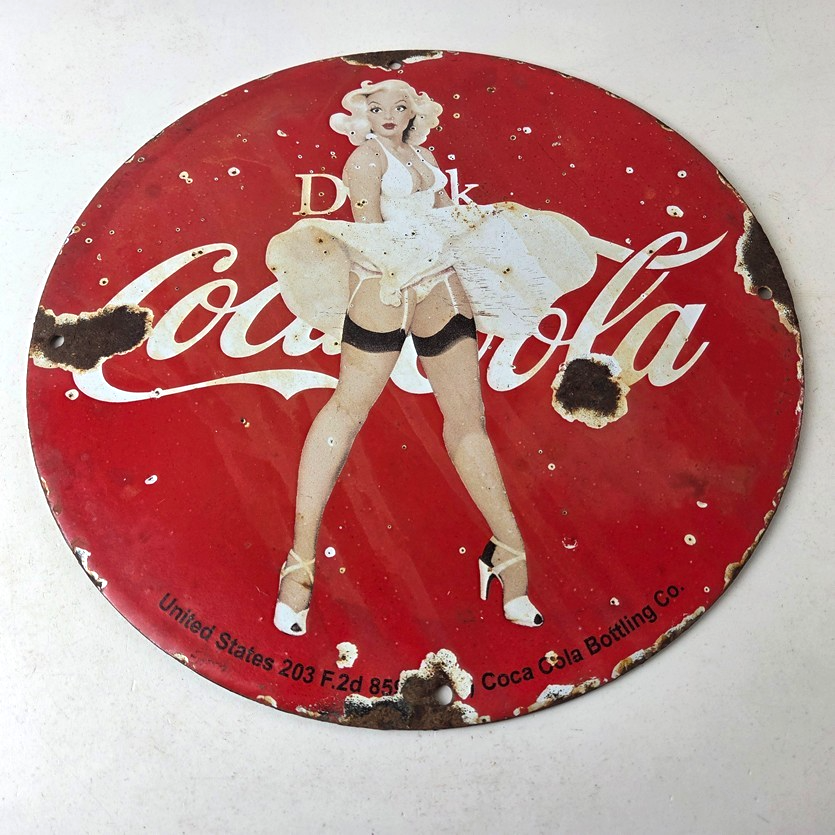 Vintage Coca Cola Porcelain Sign - Beverage Gas Pump Bottling Service Soda Sign - Image 15