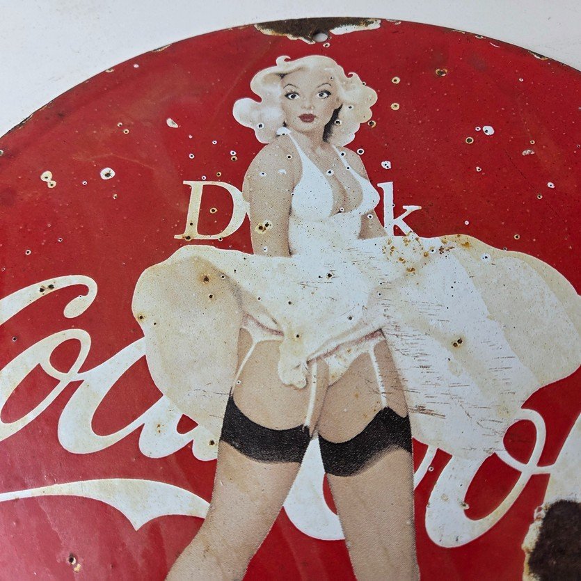 Vintage Coca Cola Porcelain Sign - Beverage Gas Pump Bottling Service Soda Sign - Image 3