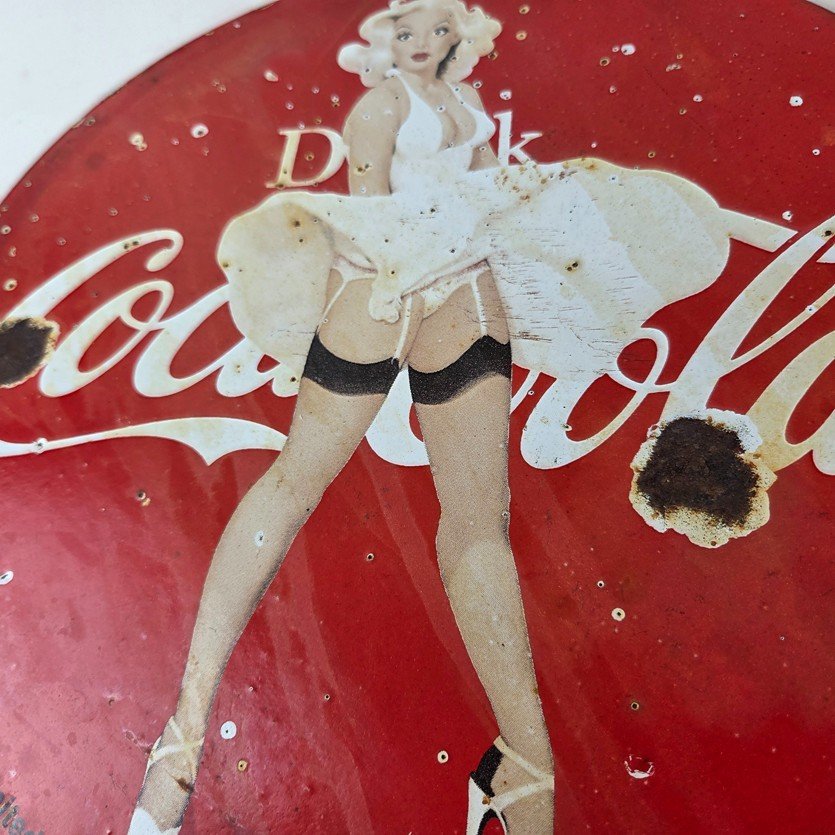 Vintage Coca Cola Porcelain Sign - Beverage Gas Pump Bottling Service Soda Sign - Image 4