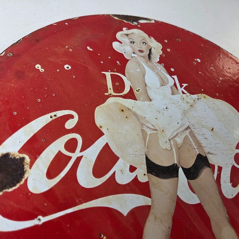 Vintage Coca Cola Porcelain Sign - Beverage Gas Pump Bottling Service Soda Sign - Image 5