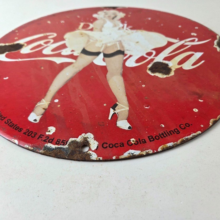 Vintage Coca Cola Porcelain Sign - Beverage Gas Pump Bottling Service Soda Sign - Image 10