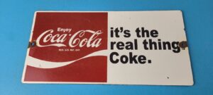 Vintage Coca Cola Porcelain Sign Coke Soda Bottles Gas Pump Service Sign 305895435668