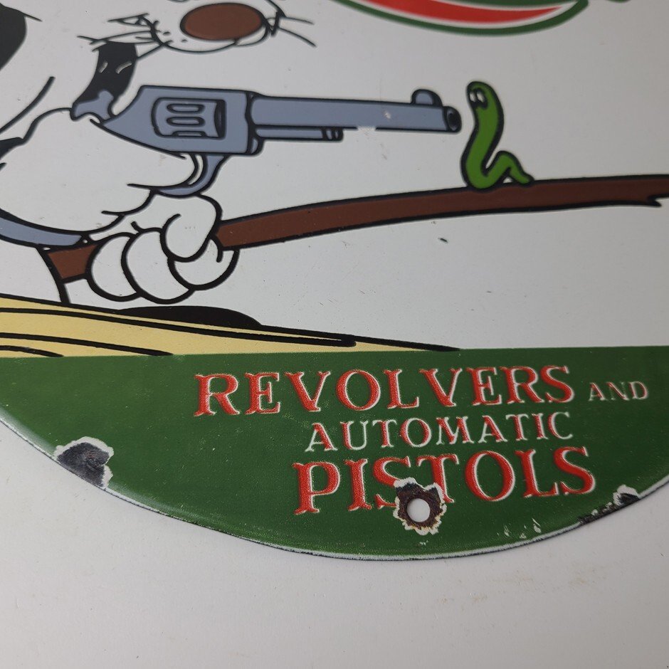 Vintage Colt Firearms Sign - Cat Revolver Gun Shop Ammo Porcelain Gas Pump Sign - Image 7