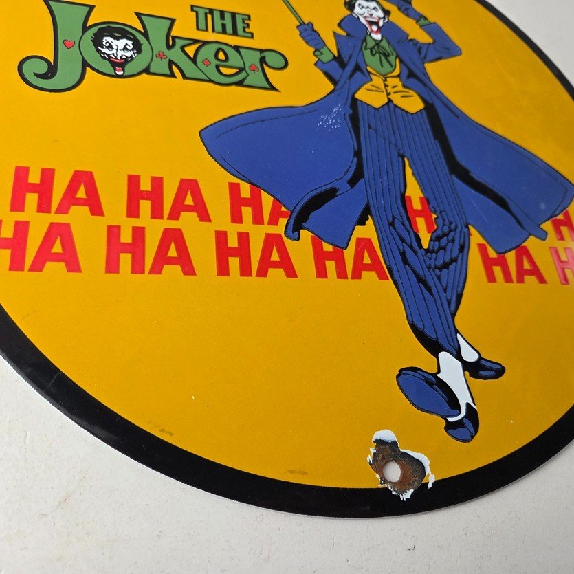 Vintage Conoco Gasoline Porcelain Sign - Joker Batman N-Tane Comic Gas Pump Sign - Image 11