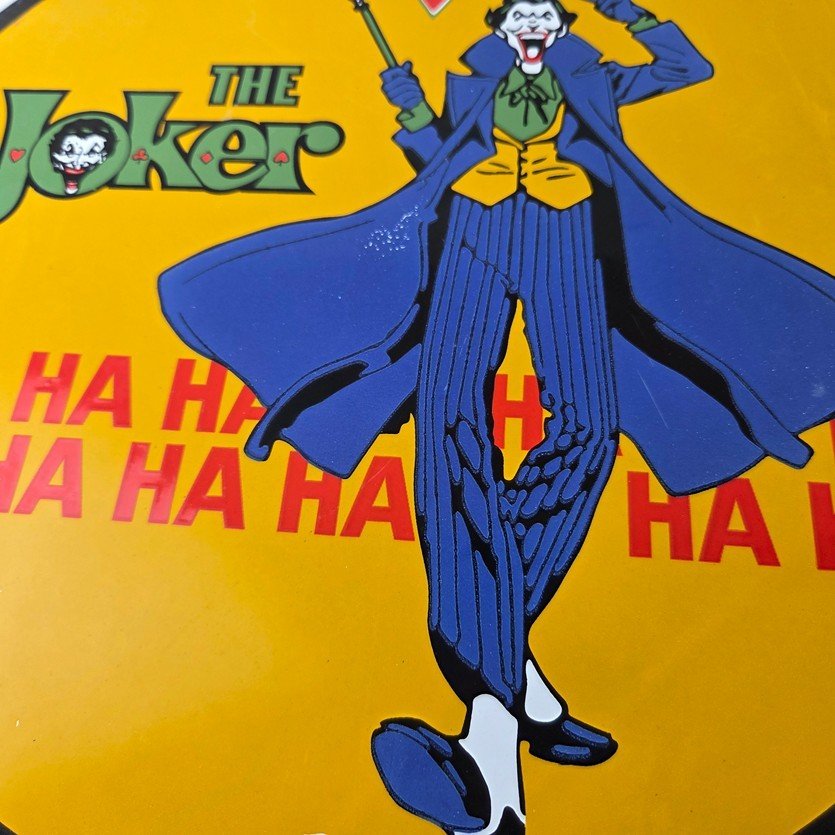 Vintage Conoco Gasoline Porcelain Sign - Joker Batman N-Tane Comic Gas Pump Sign - Image 4