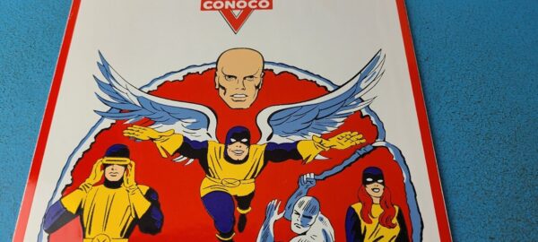 Vintage Conoco Gasoline Porcelain Sign X Men Marvel Comics Group Gas Pump Sign