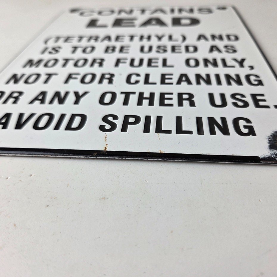 Vintage Contains Lead Sign - Gas Warning Caution Avoid Spilling Porcelain Sign - Image 10