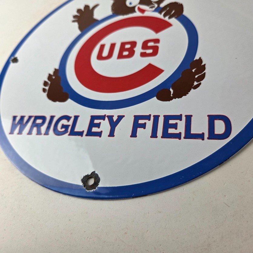 Vintage Cubs Wrigley Field Sign - MLB Baseball Stadium Porcelain Gas Sign - Image 14