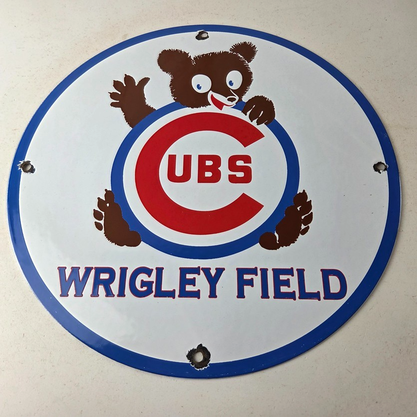 Vintage Cubs Wrigley Field Sign - MLB Baseball Stadium Porcelain Gas Sign - Image 15
