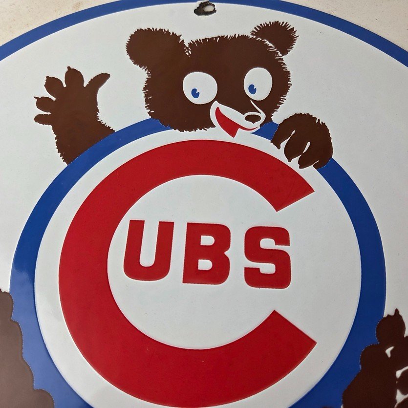 Vintage Cubs Wrigley Field Sign - MLB Baseball Stadium Porcelain Gas Sign - Image 3