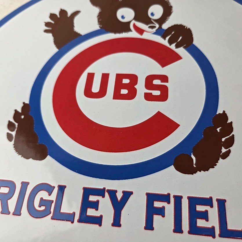 Vintage Cubs Wrigley Field Sign - MLB Baseball Stadium Porcelain Gas Sign - Image 4