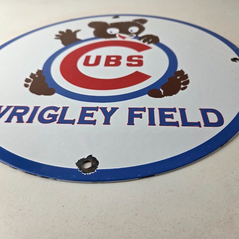 Vintage Cubs Wrigley Field Sign - MLB Baseball Stadium Porcelain Gas Sign - Image 10