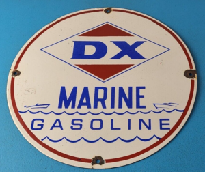 Vintage DX Diamond Motor Oil Sign Marine Gasoline Outboard Pump Porcelain Sign 305867898548