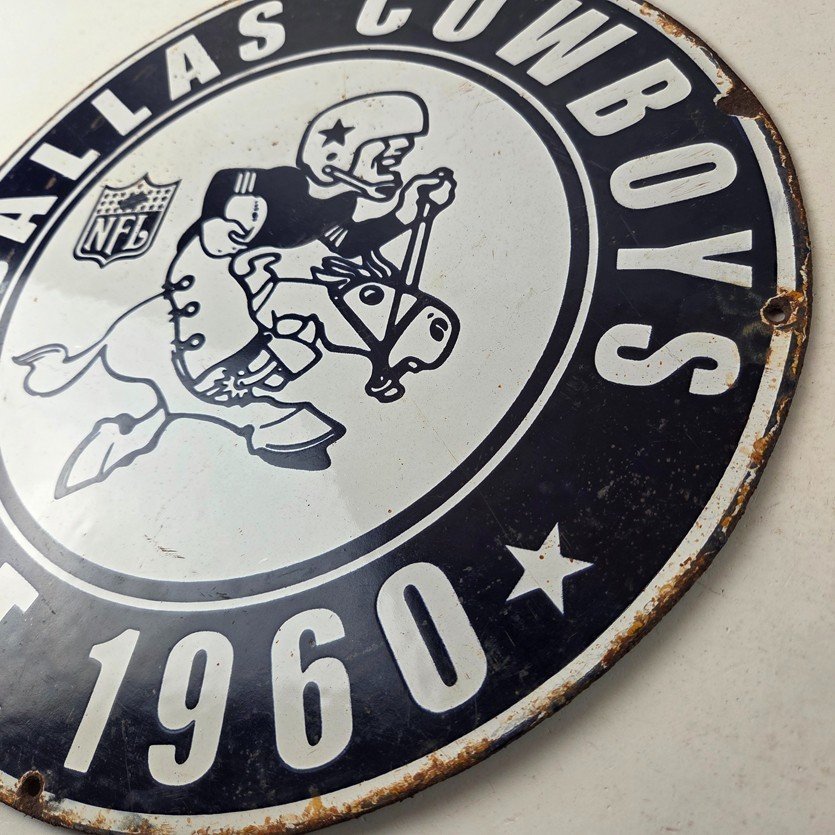 Vintage Dallas Cowboys Porcelain Sign - Texas Football NFL Gas Pump Sign - Image 13