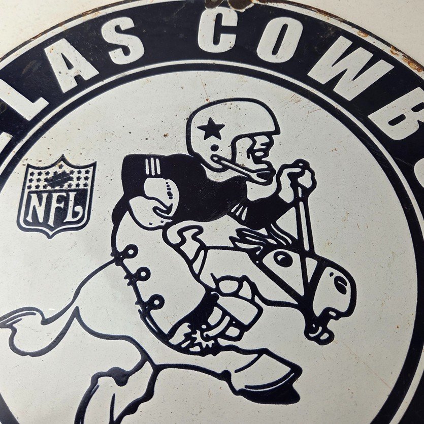 Vintage Dallas Cowboys Porcelain Sign - Texas Football NFL Gas Pump Sign - Image 3