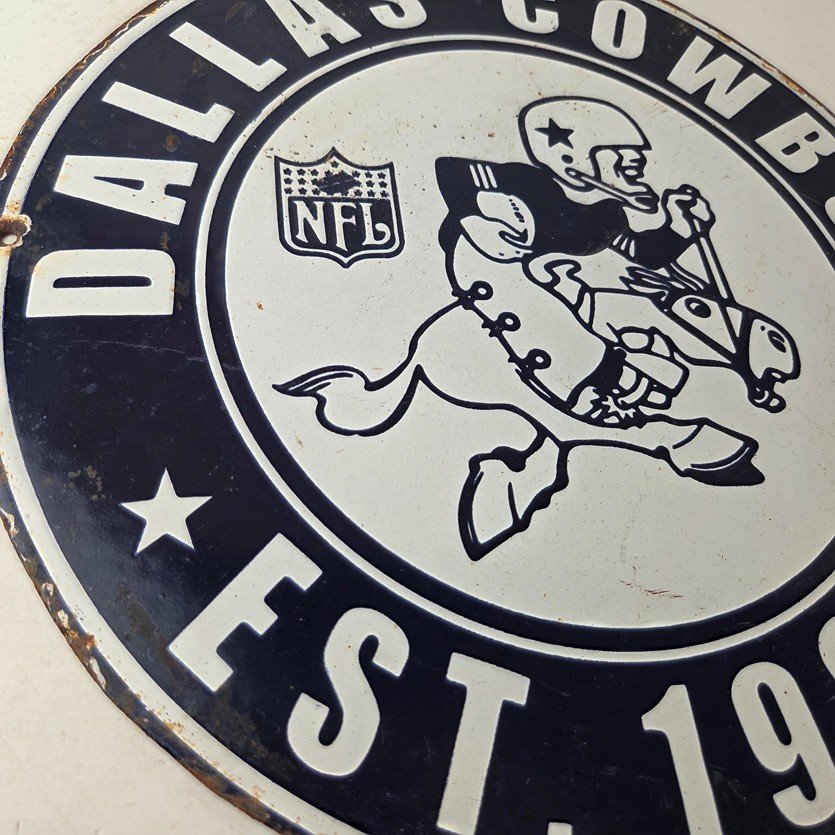 Vintage Dallas Cowboys Porcelain Sign - Texas Football NFL Gas Pump Sign - Image 6