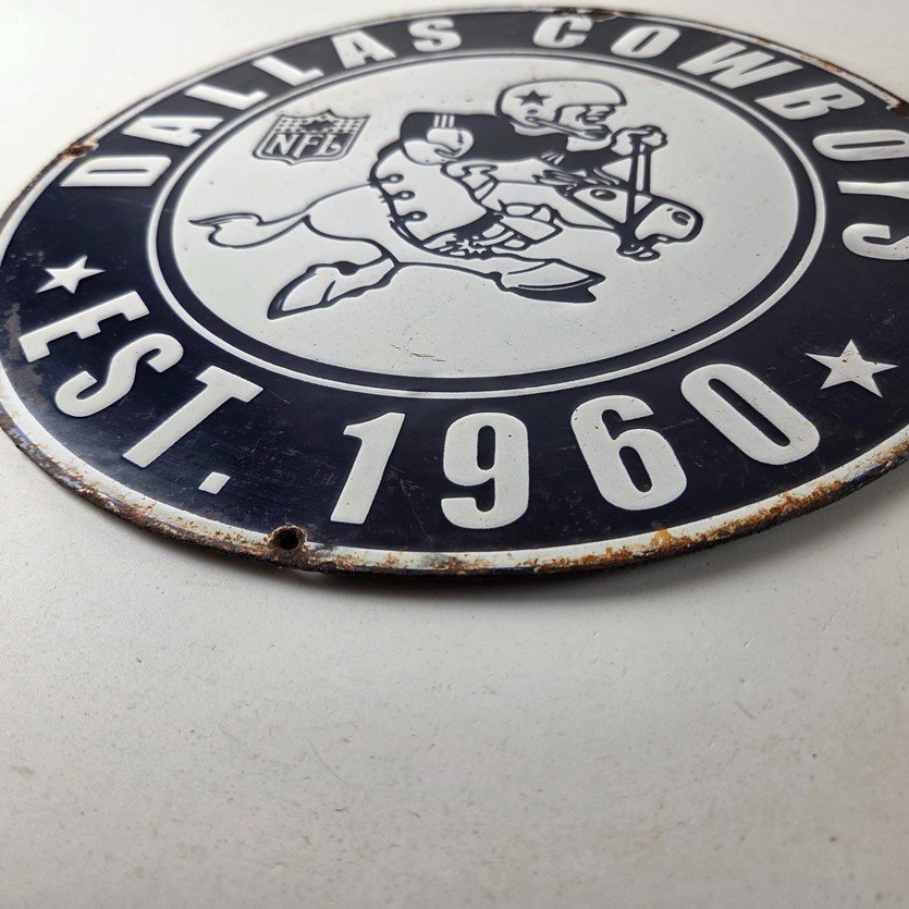 Vintage Dallas Cowboys Porcelain Sign - Texas Football NFL Gas Pump Sign - Image 10