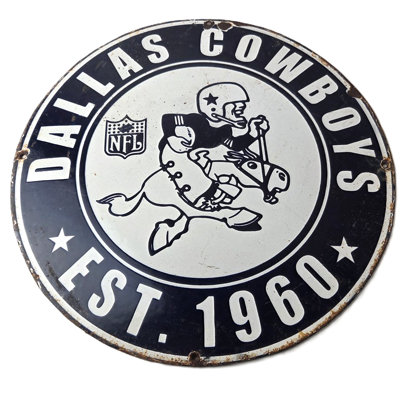 Vintage Dallas Cowboys Porcelain Sign - Texas Football NFL Gas Pump Sign