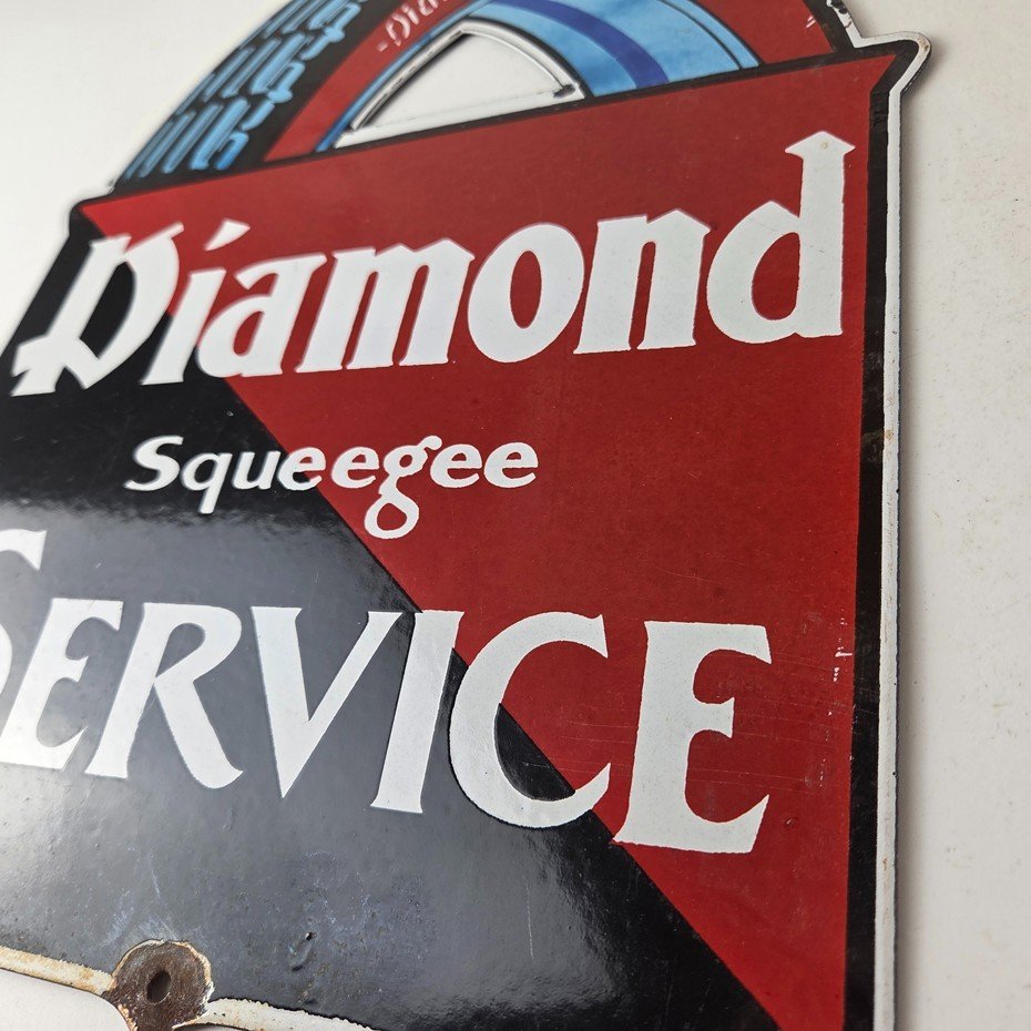 Vintage Diamond Tires Sign - Automobile Porcelain Gas Pump Station Sign - Image 13