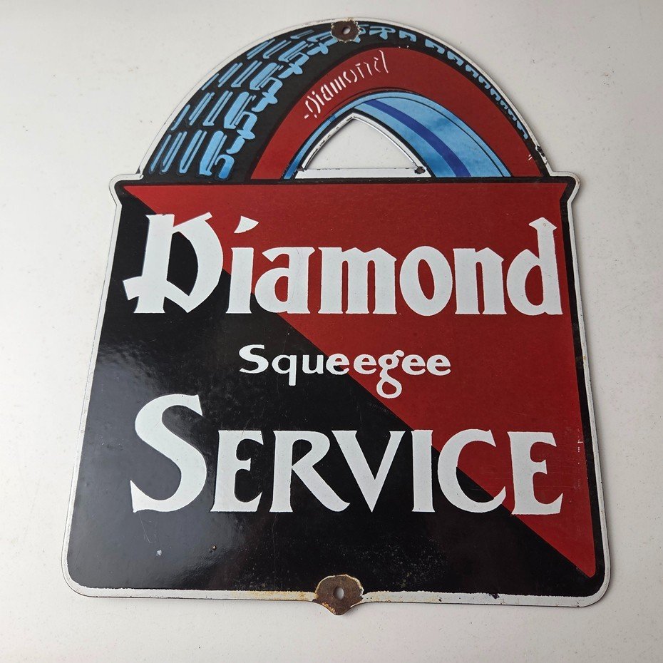 Vintage Diamond Tires Sign - Automobile Porcelain Gas Pump Station Sign - Image 15
