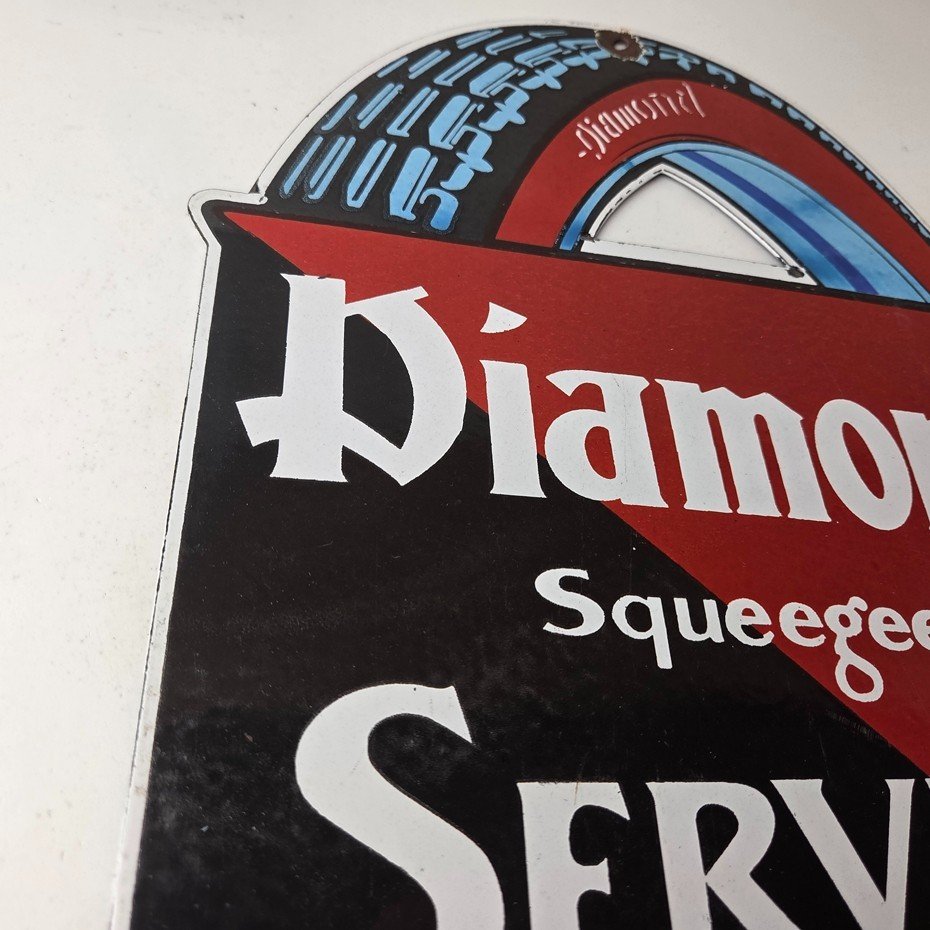 Vintage Diamond Tires Sign - Automobile Porcelain Gas Pump Station Sign - Image 6