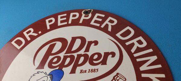 Vintage Dr Pepper Sign Porcelain Soda Cola Man Cave Collection Sign 305783546168 7