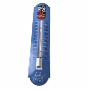 Vintage Drink Coca-Cola Sign - Mickey Minnie Ad Sign on Porcelain Thermometer