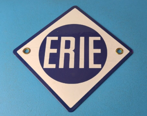 Vintage Erie Railroad Sign Northern Eastern USA Porcelain Gas Pump Sign 305869914948