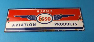 Vintage Esso Gasoline Sign Humble Aviation Service Station Porcelain Gas Sign 305868068108