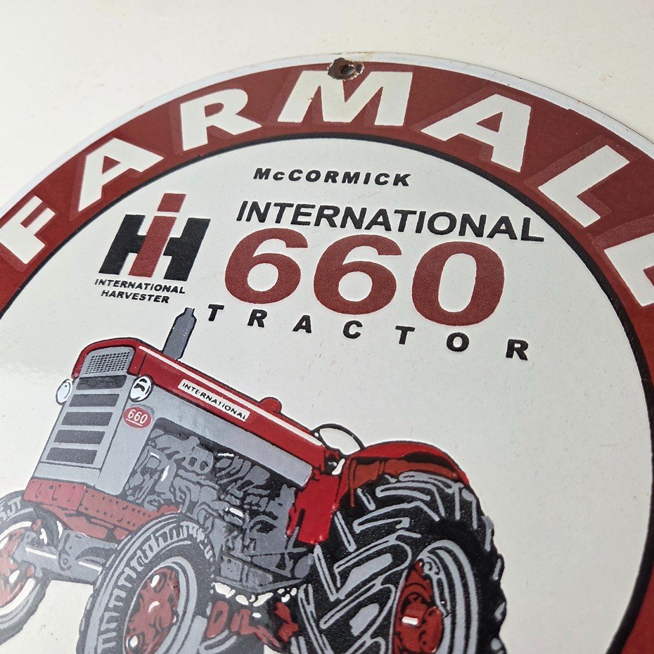 Vintage Farmall International Harvester Sign - Porcelain Farm Barn Gas Pump Sign - Image 13