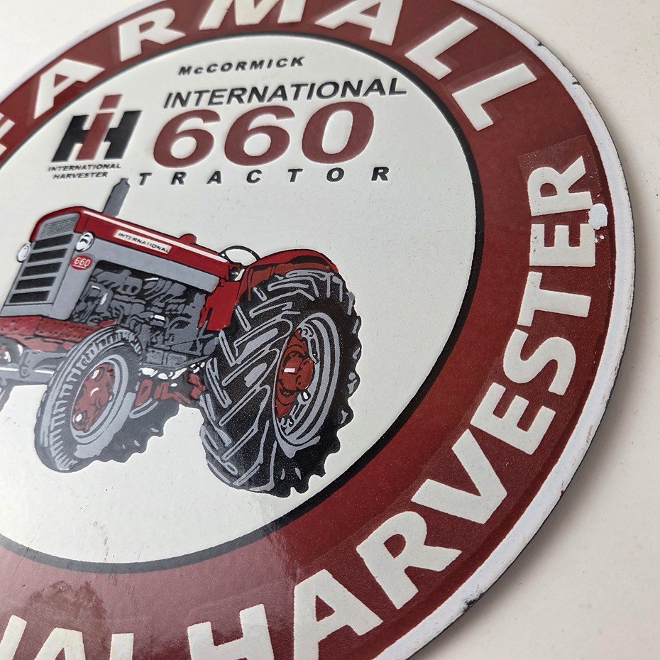 Vintage Farmall International Harvester Sign - Porcelain Farm Barn Gas Pump Sign - Image 14