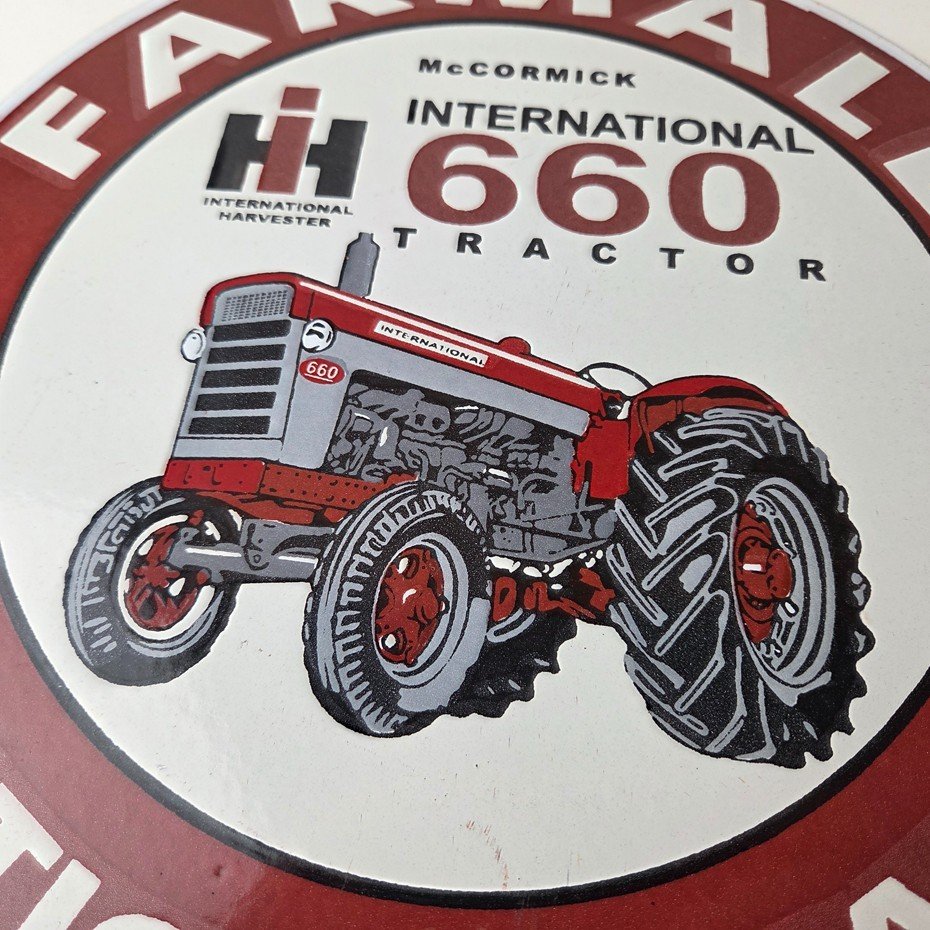 Vintage Farmall International Harvester Sign - Porcelain Farm Barn Gas Pump Sign - Image 4