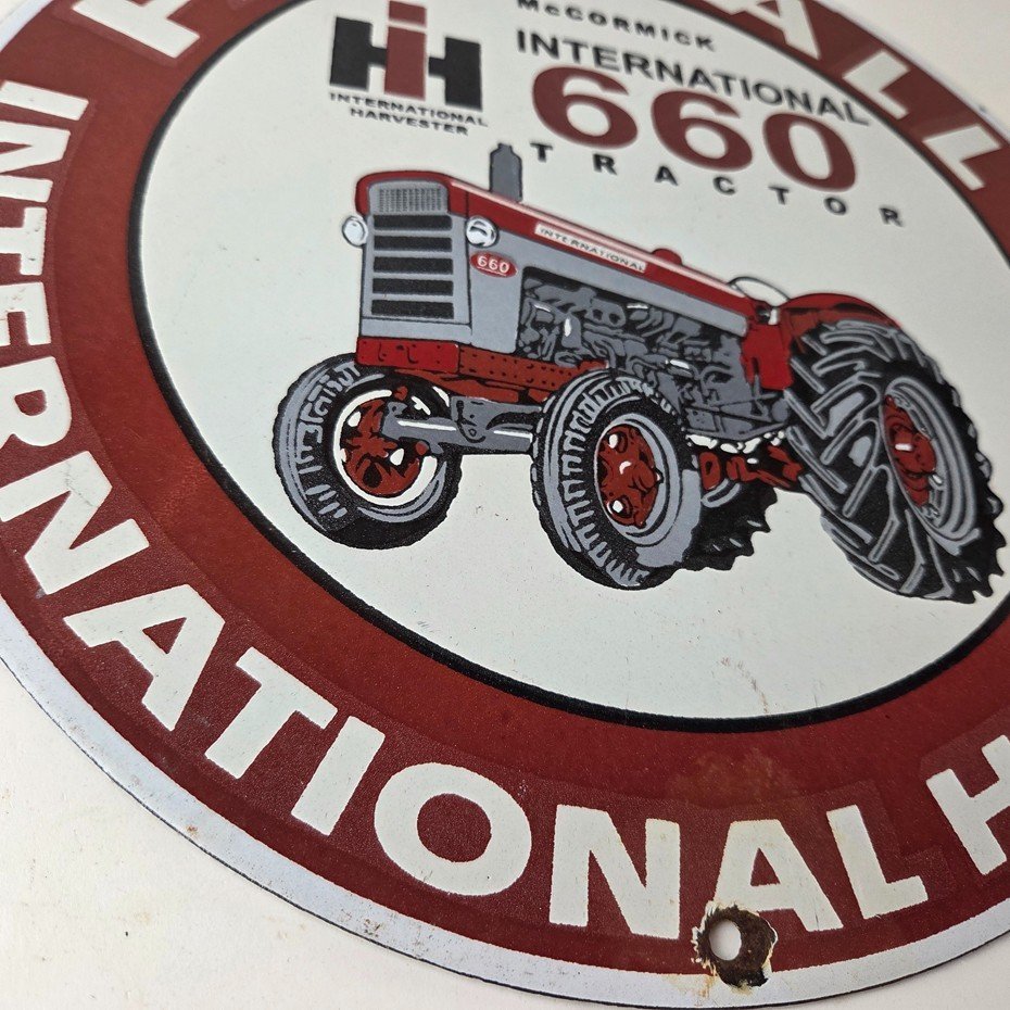Vintage Farmall International Harvester Sign - Porcelain Farm Barn Gas Pump Sign - Image 7