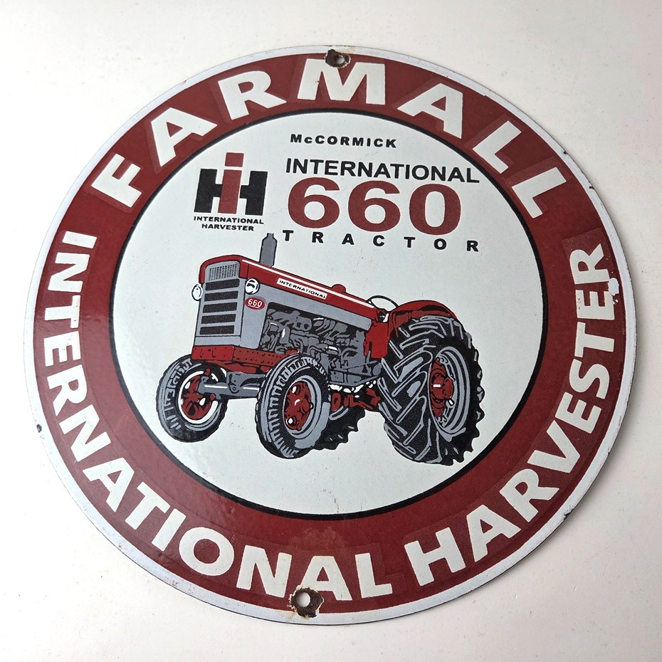 Vintage Farmall International Harvester Sign - Porcelain Farm Barn Gas Pump Sign - Image 8