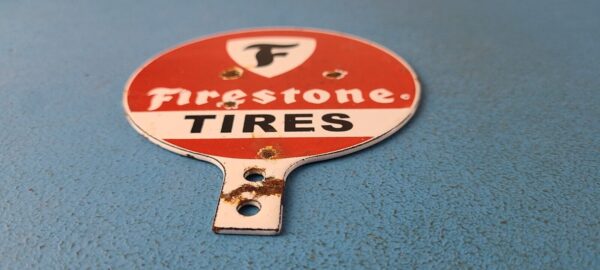 Vintage Firestone Sign Topper Gas Auto Tires Porcelain License Plate Topper 305717939218 10