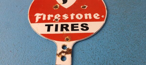 Vintage Firestone Sign Topper Gas Auto Tires Porcelain License Plate Topper 305717939218 11