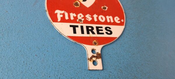 Vintage Firestone Sign Topper Gas Auto Tires Porcelain License Plate Topper 305717939218 6