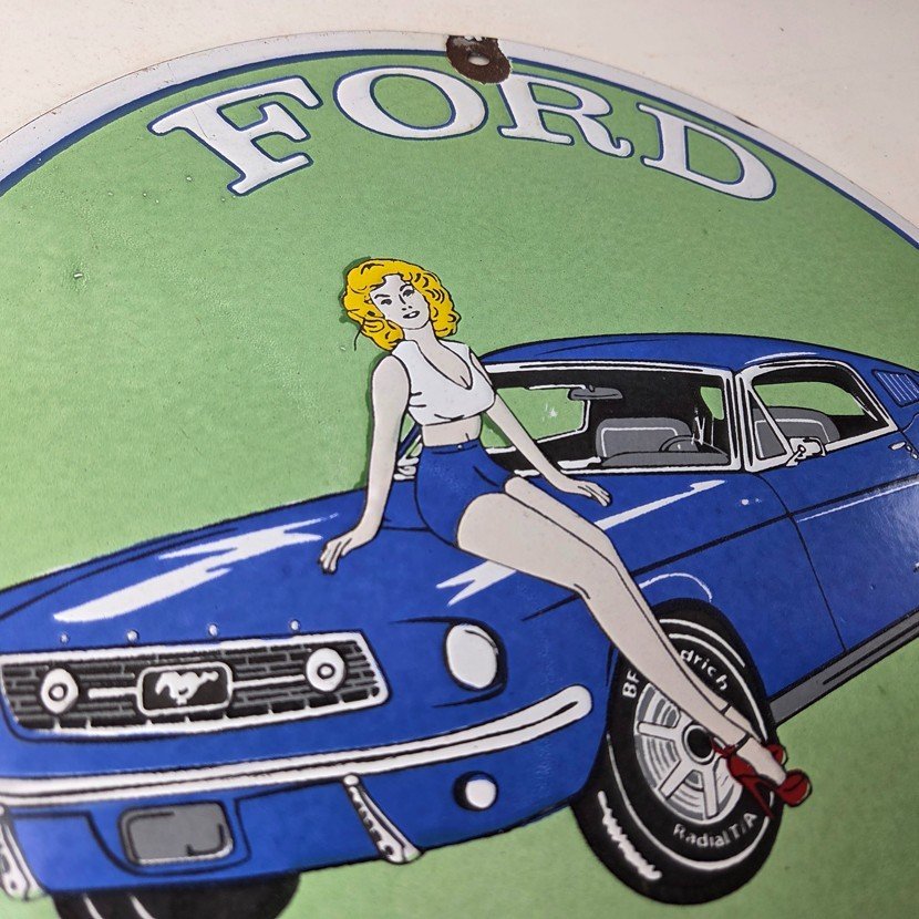 Vintage Ford Sign - Mustang Ford Automobile Service Station Gas Pump Sign - Image 5