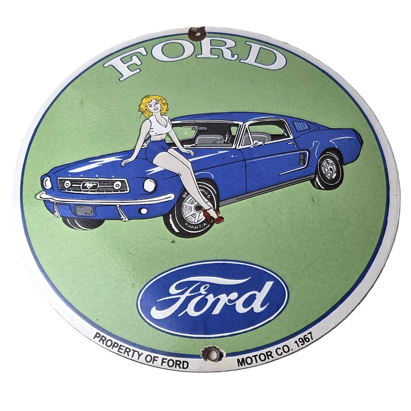 Vintage Ford Sign - Mustang Ford Automobile Service Station Gas Pump Sign