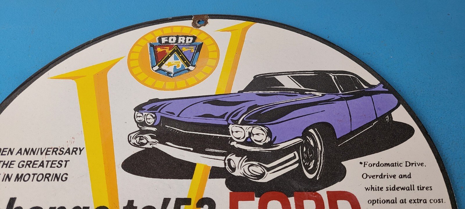 Vintage Ford Sign - Porcelain V8 Automobile Parts Service Gas Pump Sign - Image 13