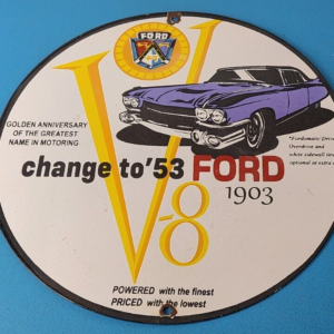 Vintage Ford Sign - Porcelain V8 Automobile Parts Service Gas Pump Sign