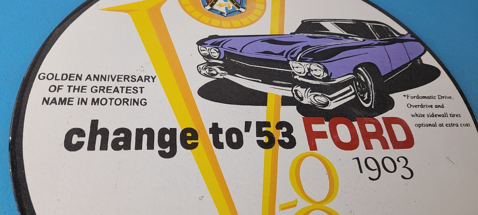 Vintage Ford Sign - Porcelain V8 Automobile Parts Service Gas Pump Sign - Image 6