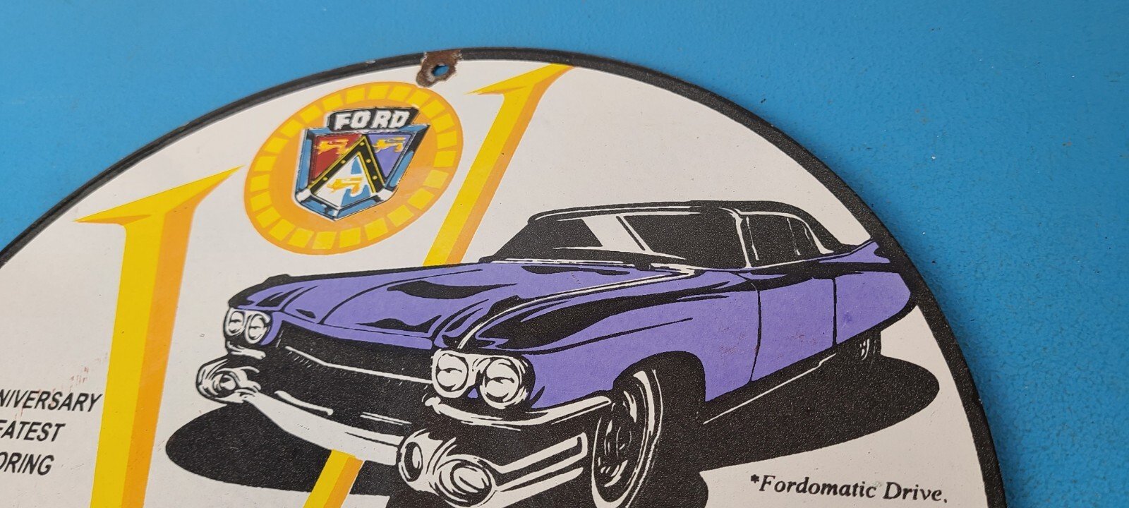 Vintage Ford Sign - Porcelain V8 Automobile Parts Service Gas Pump Sign - Image 8