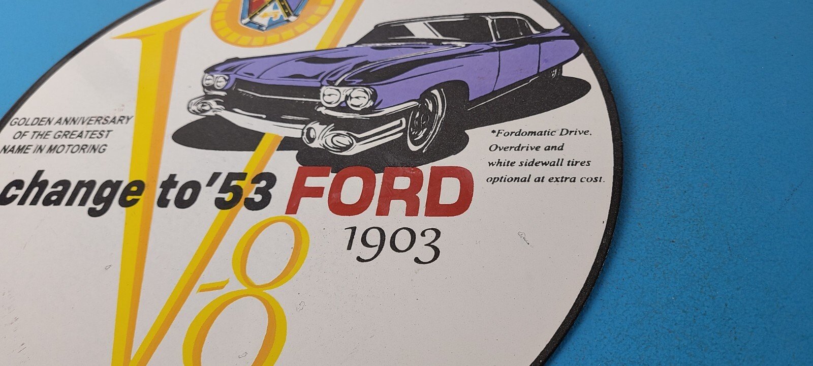 Vintage Ford Sign - Porcelain V8 Automobile Parts Service Gas Pump Sign - Image 9