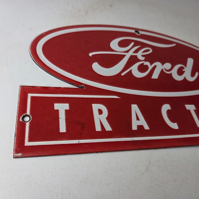 Vintage Ford Tractor Sign - Gas Service Station Pump Motor Porcelain Sign - Image 11
