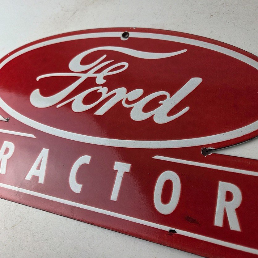 Vintage Ford Tractor Sign - Gas Service Station Pump Motor Porcelain Sign - Image 12
