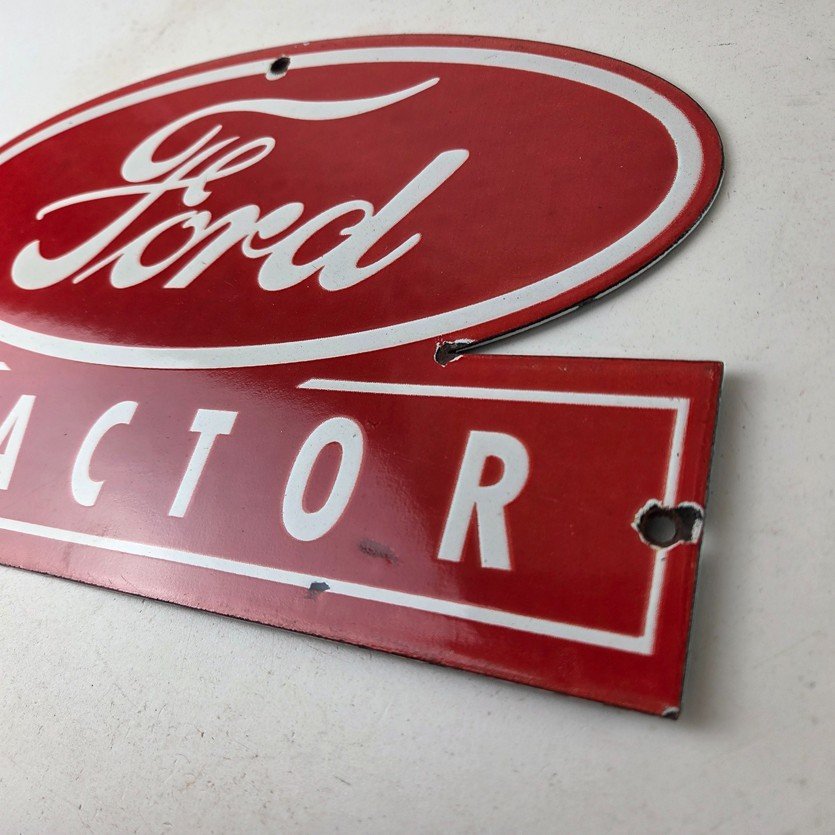 Vintage Ford Tractor Sign - Gas Service Station Pump Motor Porcelain Sign - Image 13